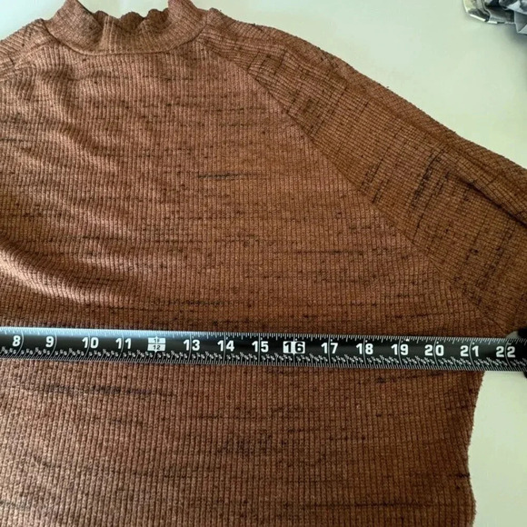 Treasure and Bond || Baby Cowl Cropped Curved Hem Slub Sweater Rust Orange XS - Picture 8 of 11